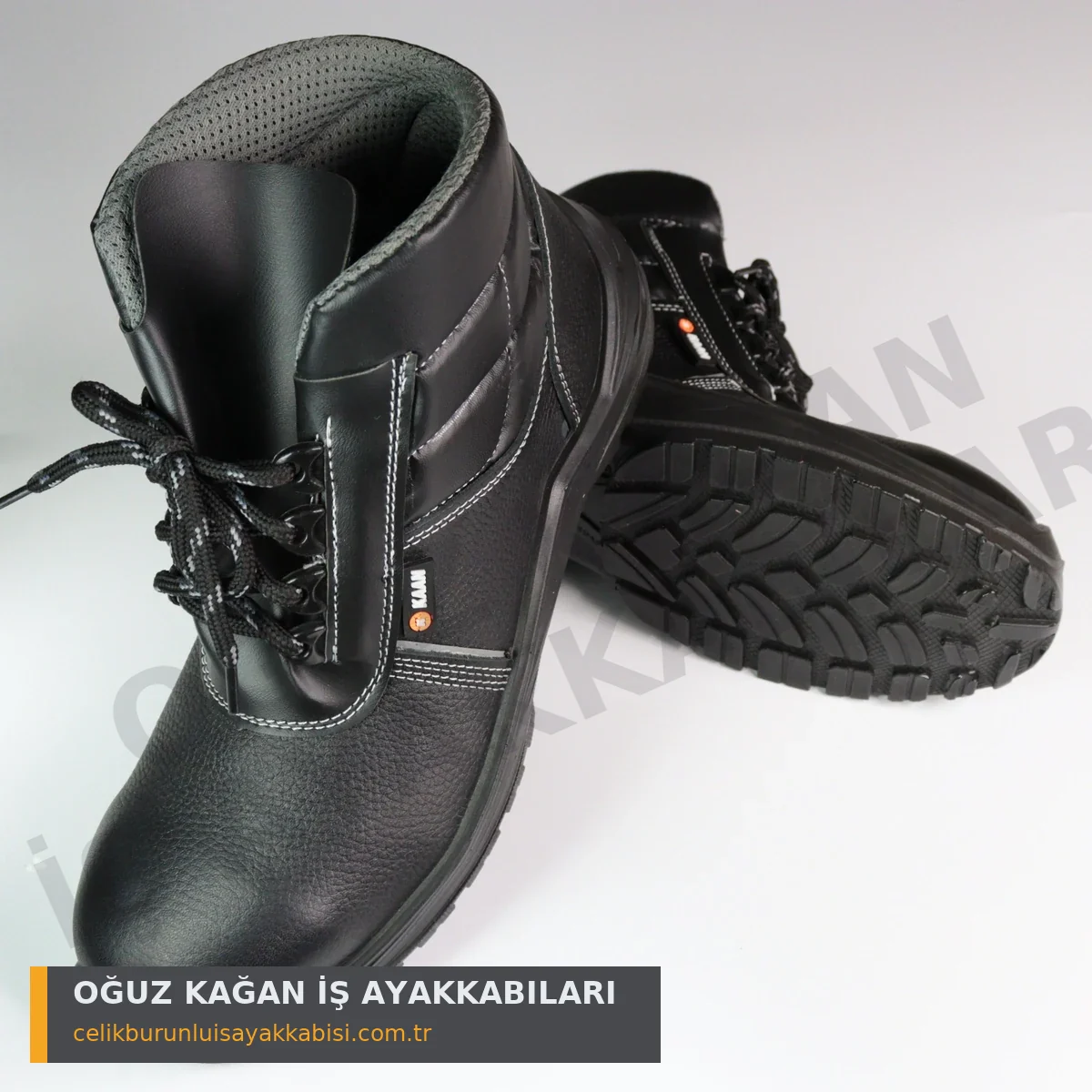 S3 Kışlık İş Ayakkabısı Bağcıklı - KAAN marka siyah deri yüksek bilekli çift görünüm